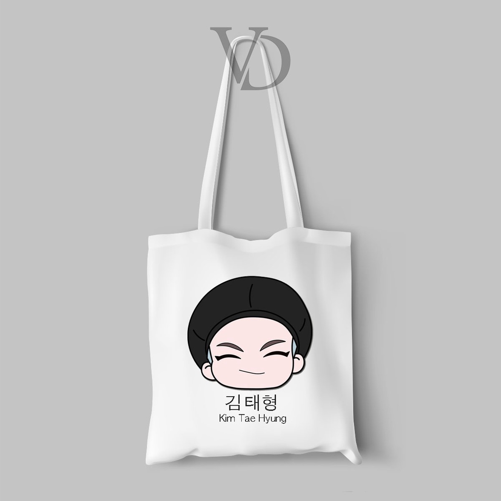 TOTE BAG BAHAN KANVAS MOTIF chibi korea kpop