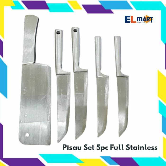 Pisau Dapur Stainless Set 5pc Knife Set Murah Pisau Buah Daging PST04