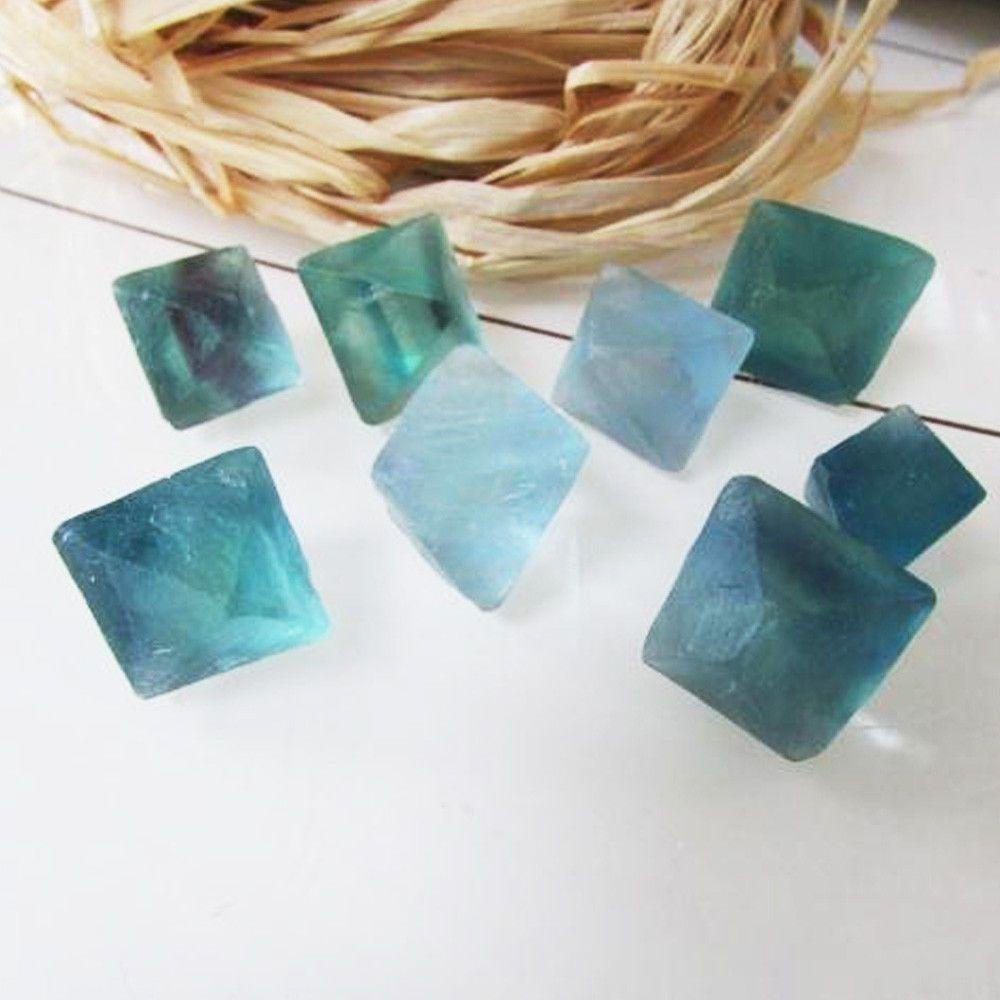 [Elegan] Biru Fluorite Rock Quartz Fluorite Aksesori Octahedron Perhiasan Kasar Mineral