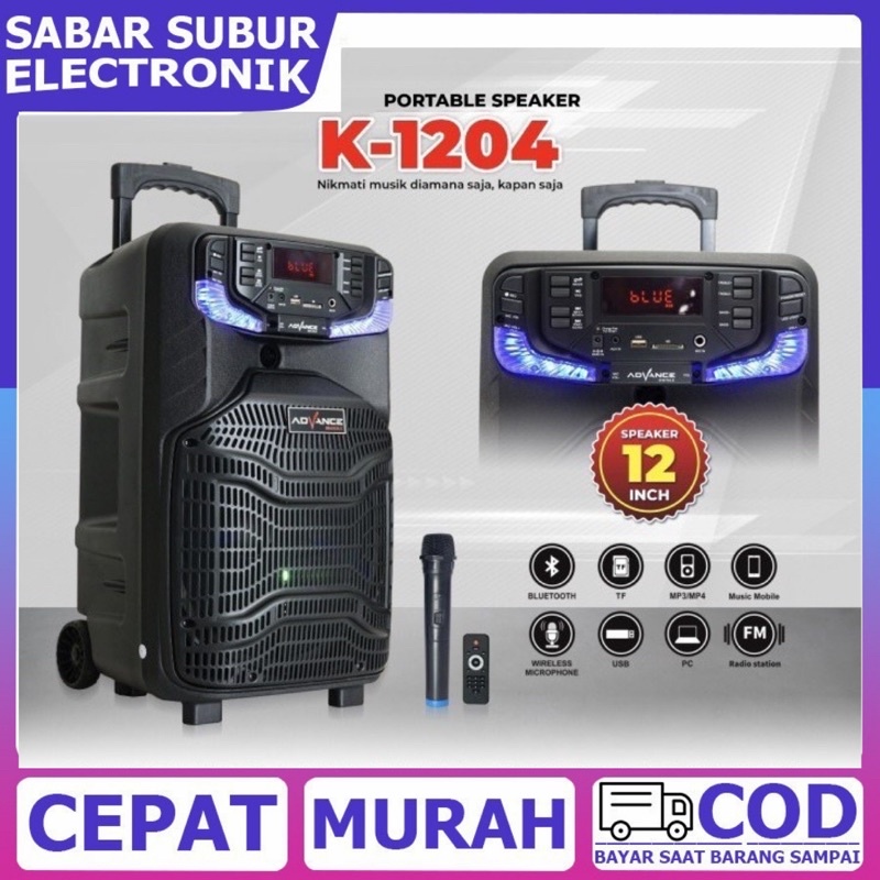 SPEAKER BLUETOOTH ADVANCE K1204/Speaker Portable 12 inch - FREE 1 MIC