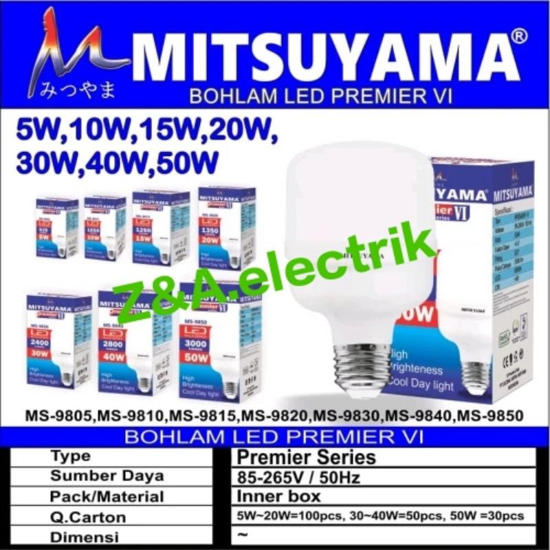 Lampu Bohlam LED 5 Watt MS-9805 Premier VI MITSUYAMA