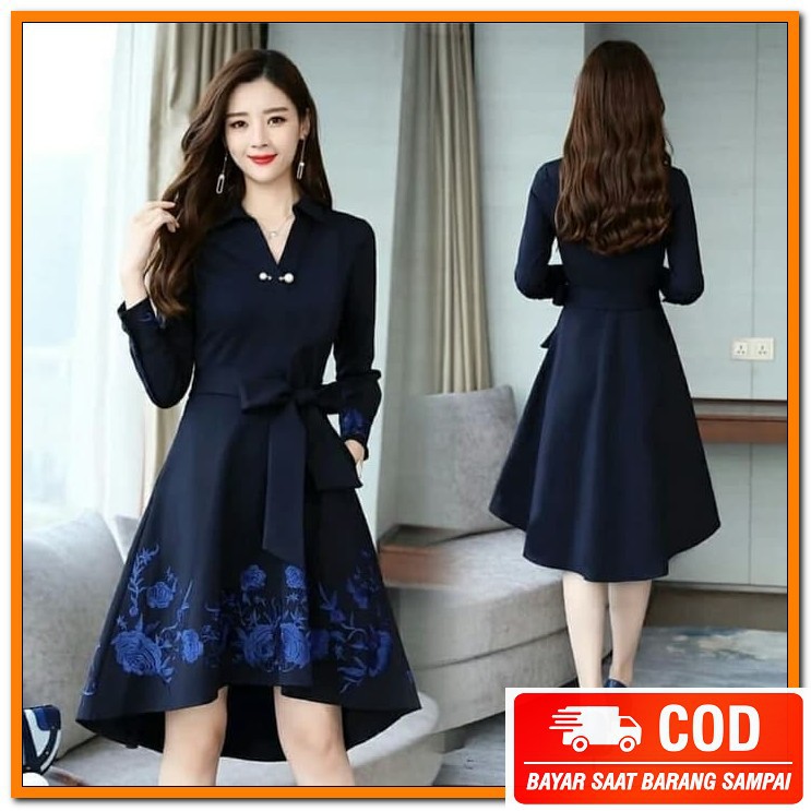 (Cod Bisa Bayar Di Tempat) Raffaby Secret'S – Dress Febrin – Dres LD449 New Dres Vikami Navi [Dres