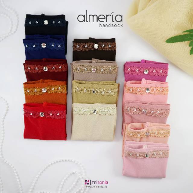 Almeria Handsock Mirania Original - Manset Tangan premium renda kristal payet lucu unik cantik