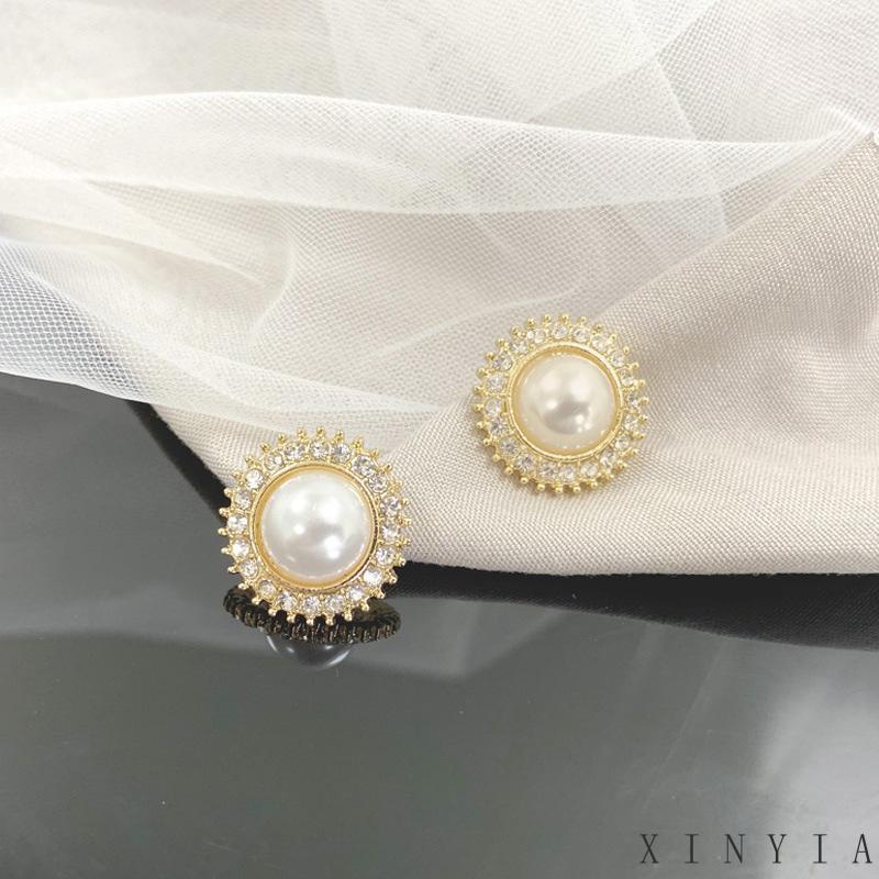 Anting Mutiara Berlian Imitasi Gaya Simple Untuk Perhiasan