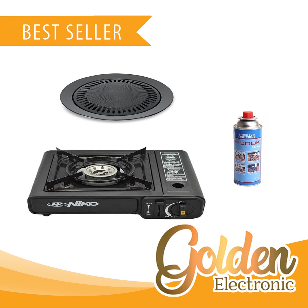 Paket Komplit Kompor Grill BBQ Portable Niko Kompor Panggang Plus Gas Kaleng NK-268