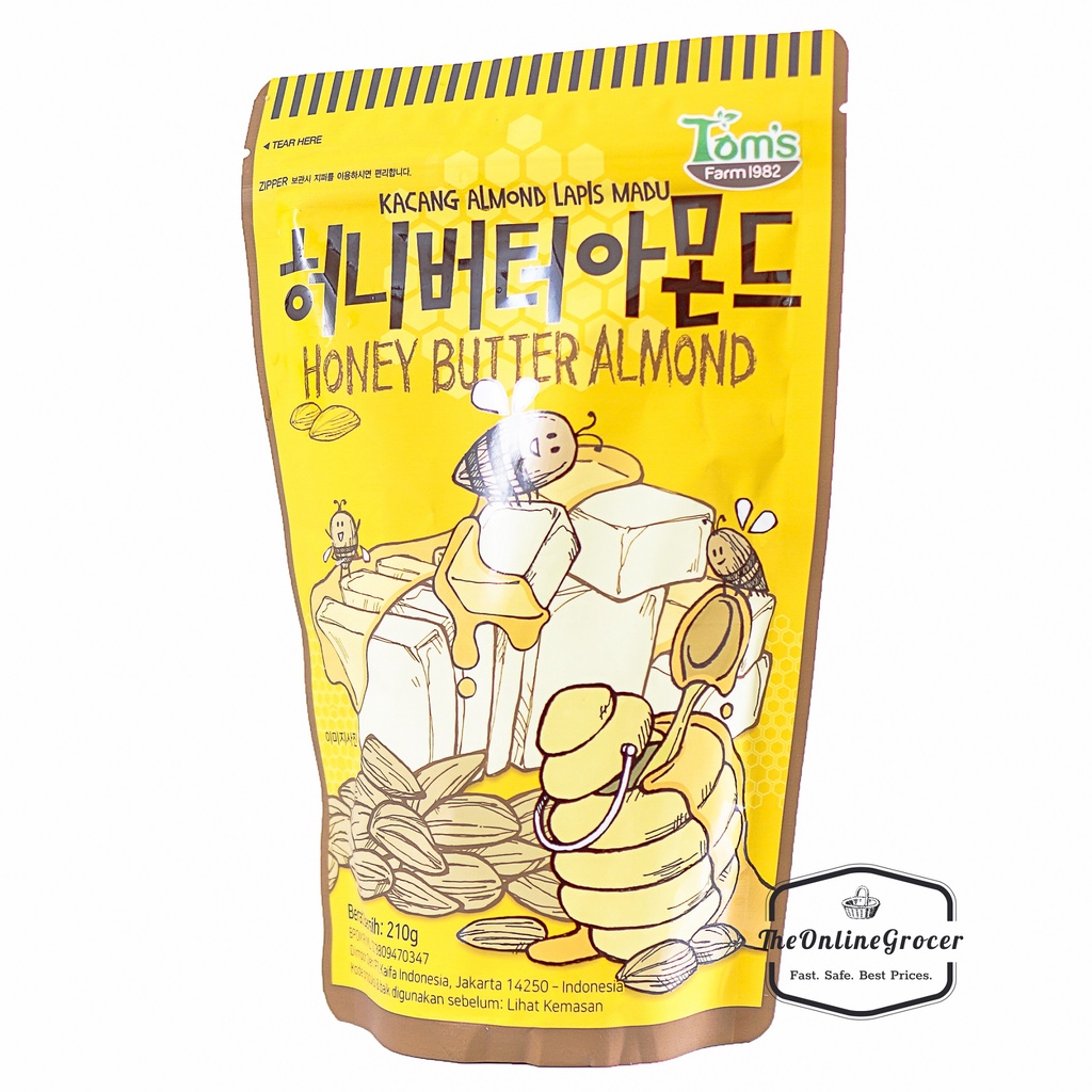 Toms Honey Butter Almond 210gr - Kacang Almond Rasa Madu Korea