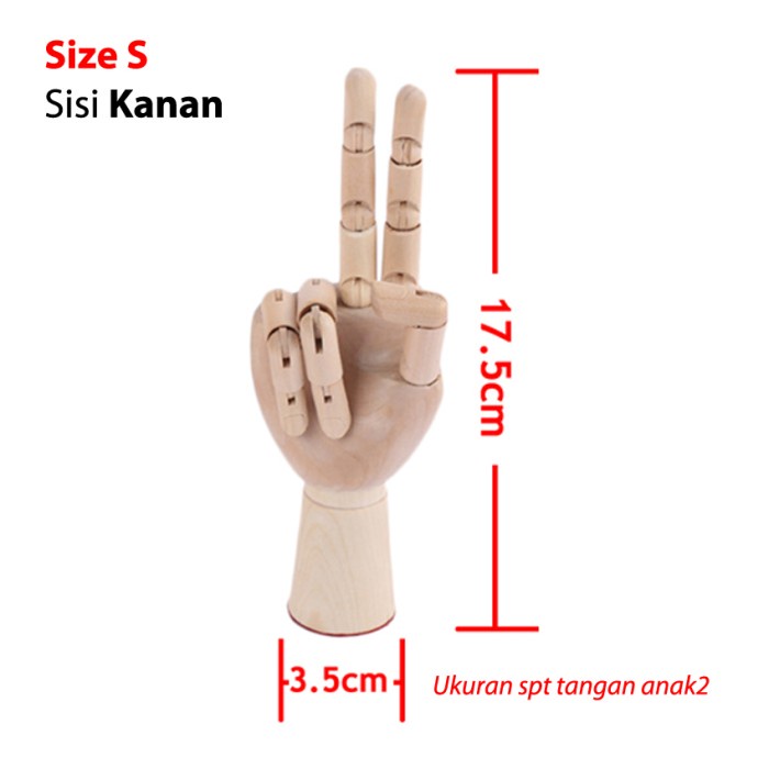 

(TERLARIS) Manekin Tangan Kayu - Wooden Hand - S, Kanan