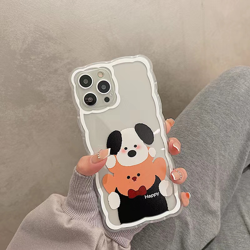 Soft Case Silikon TPU Transparan Motif Beruang Anjing Untuk IPhone 12 13 SE 2020 6 6S 7 8 Plus X XS XR 11 Pro Max