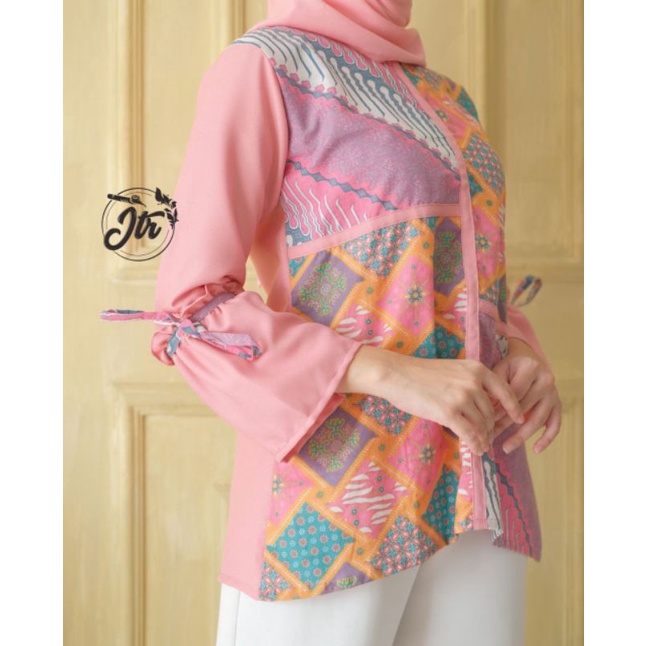 Batik wanita ASJ SA HRB026 Kenongo Kemeja Tosca Pendek-2