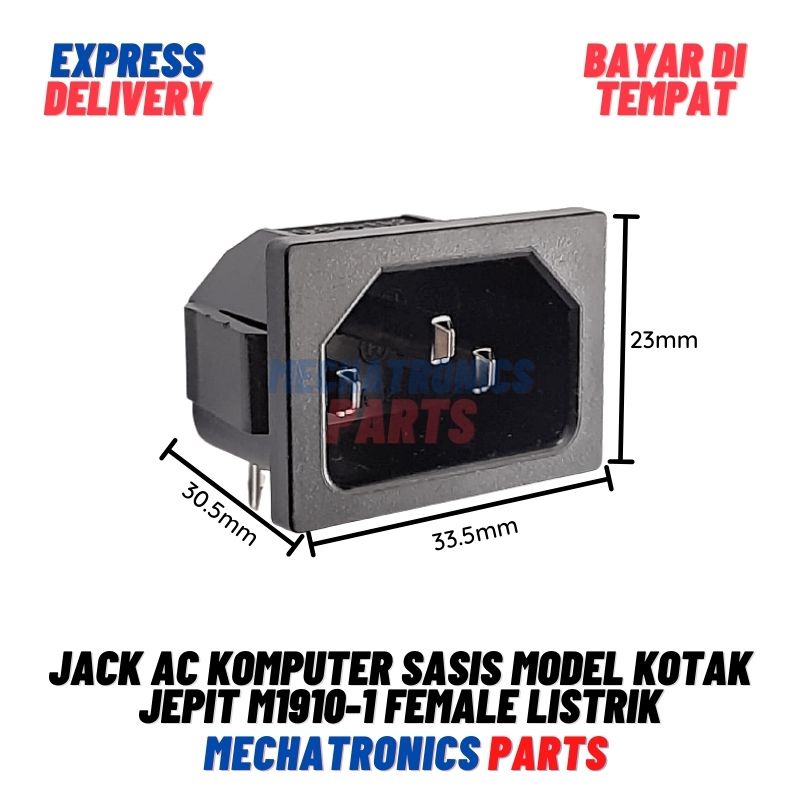 Jack AC Komputer Sasis Model Kotak Jepit M1910-1 Female Listrik