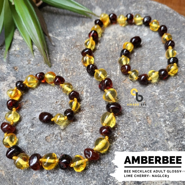 Kalung Amber Dewasa Premium Glossy Lime Cherry NAGLC83 46-50cm by Amber Bee