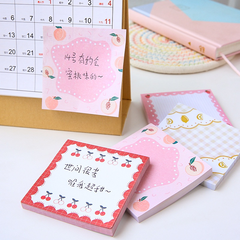 80 Lembar Sticky Notes Motif Buah Lucu Portable Untuk Stationery Sekolah / Kantor