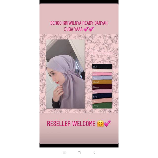 jilbab dewasa / jilbab instan /allsize bahan diamond / BERGO DEWASA KRIWIL-2