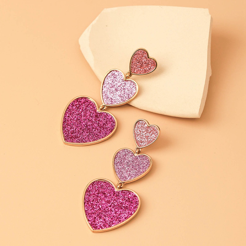 Fancyqube Anting Bentuk Hati Warna Pink Ungu Untuk Wanita