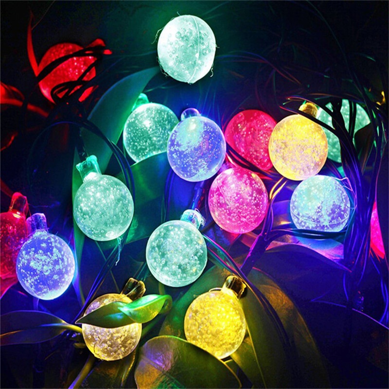 LED Tumblr hias Bola Kristal 100 LED 12 Meter Tenaga Surya Anti Air Lampu Hias Dekorasi 100 LED 12 Meter with Solar Panel - M074 Warna Multi Warna Crystal ball LED Solar Lamp Power LED String Fairy Lights Solar Garlands Garden Christmas For Outdoor