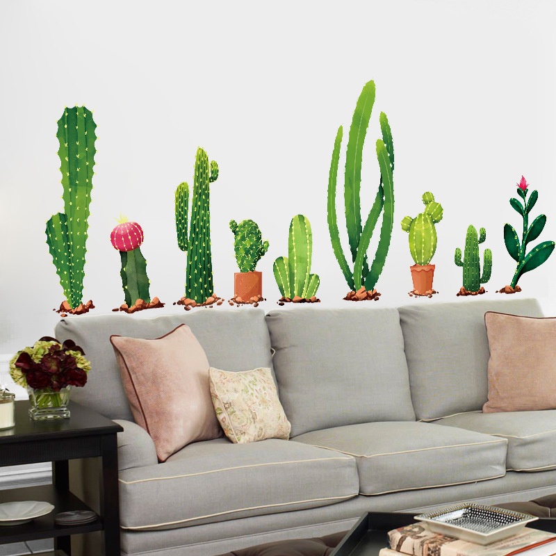 Reliza Wall Sticker Pot Cactus Hijau Garden LDR99312 Stiker Dinding