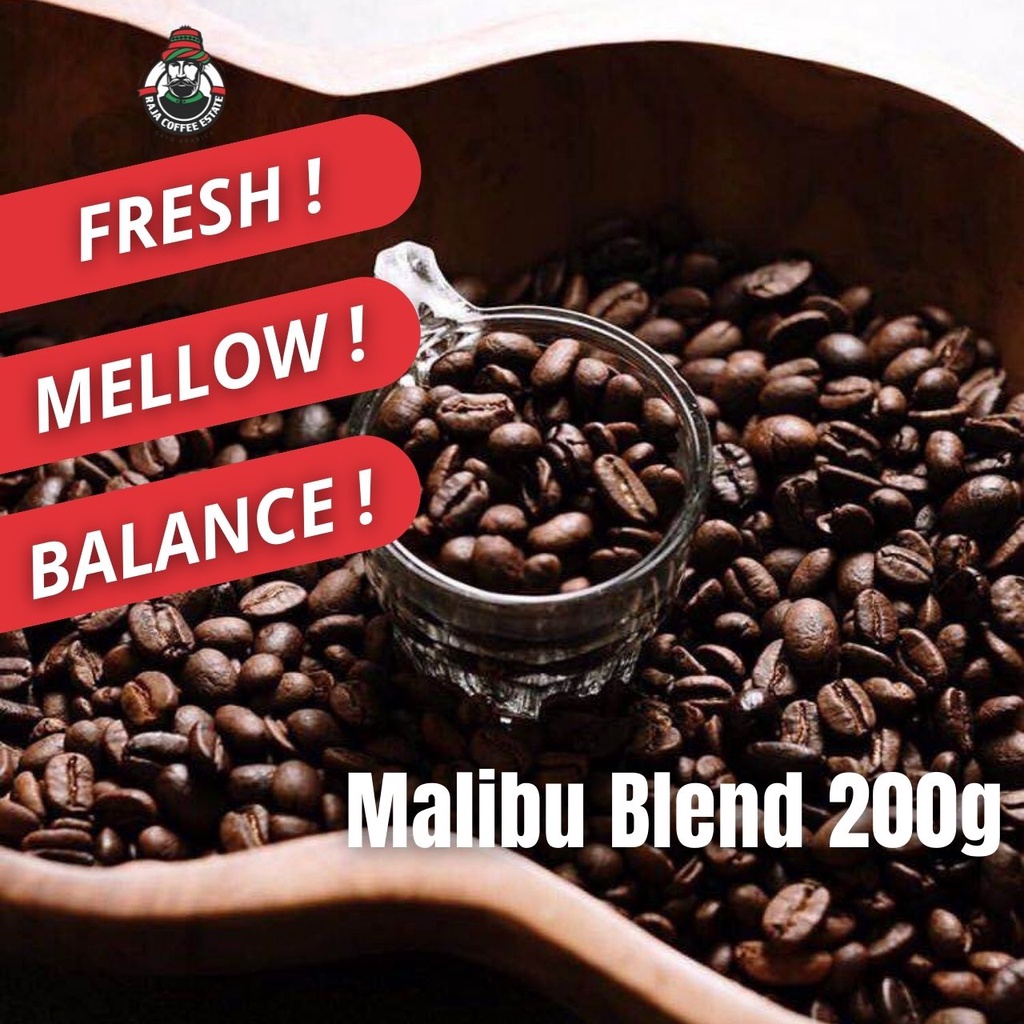 

KOPI ARABIKA ROBUSTA 200G RAJA COFFEE ESTATE MALIBU BLEND JAMIN FRESH ROAST