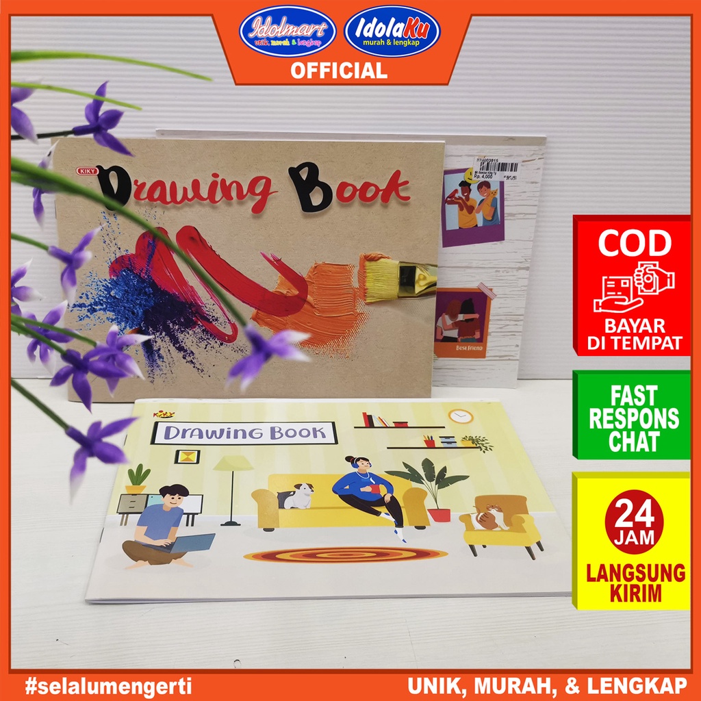 IDOLMART Buku Gambar Kiky Tanggung Motif Lucu &amp; Keren / pcs Surabaya