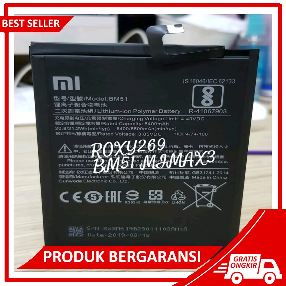 Jual Batre Baterai Hp Xiaomi BM51 Mimax 3 Original Ori New Battre ...