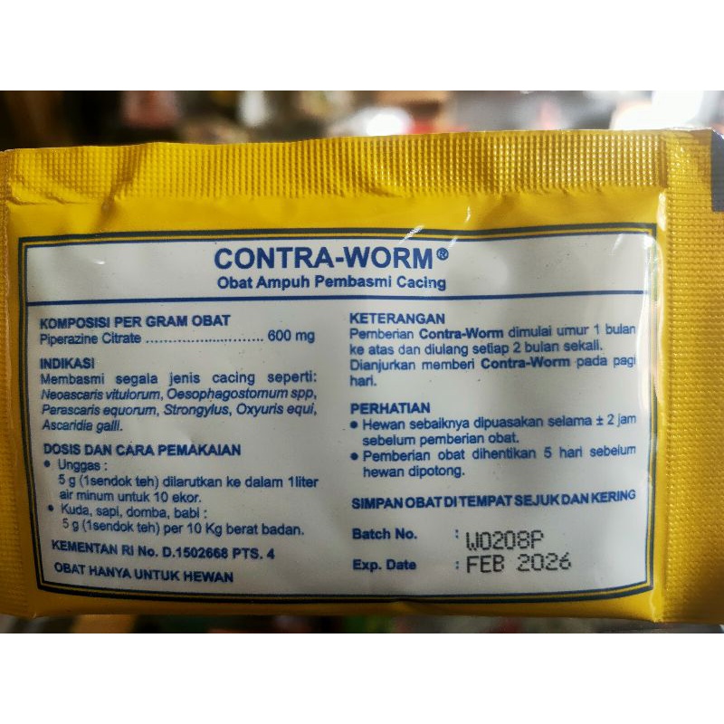 contra worm contraworm 10 gram obat cacing-pyridam