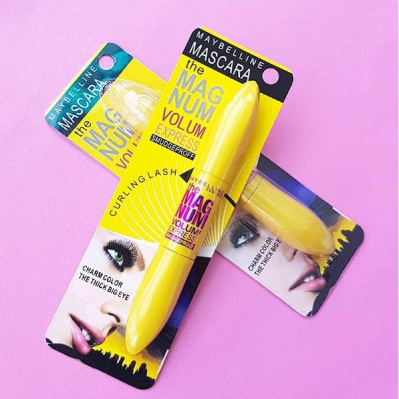 Mascara eyeliner 2 In 1 MAYBELLINE MAGNUM - Maskara curling lash volume express