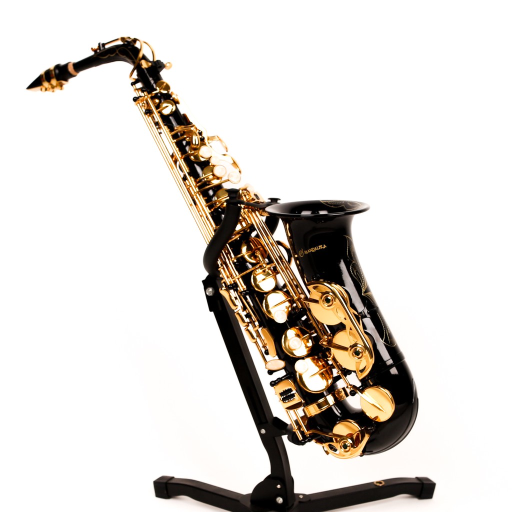 ALTO SAXOPHONE BRASS BLACK GOLD ORIGINAL MANDALIKA FULLSET