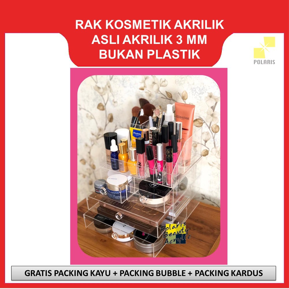 RAK KOSMETIK ACRYLIC-TEMPAT MAKEUP AKRILIK-BEAUTY CASE-SPARKLING