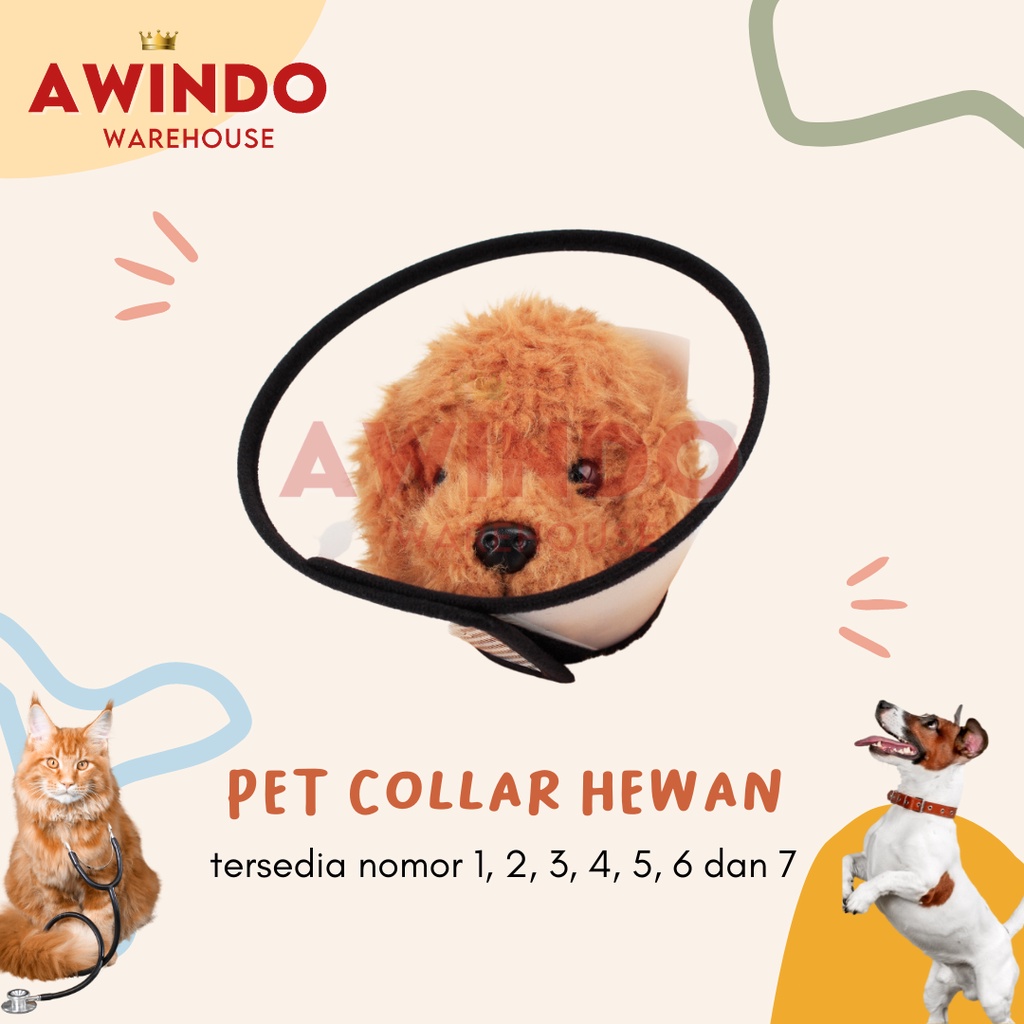 PET COLLAR PENUTUP LEHER - Corong Pelindung Leher Anjing Kucing Cone Neck Collar