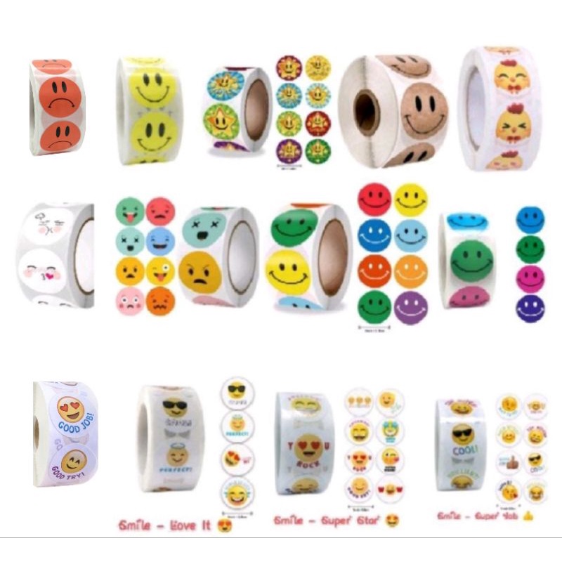 

KiSy.Shop 50pcs Sticker Round Roll / 200pcs Reward Label stiker bulat Smiley Smile Sad Bintang Smile Star emoticon emoji sticker senyum ekspresi bintang stiker Lingkaran sticker nilai penilaian anak
