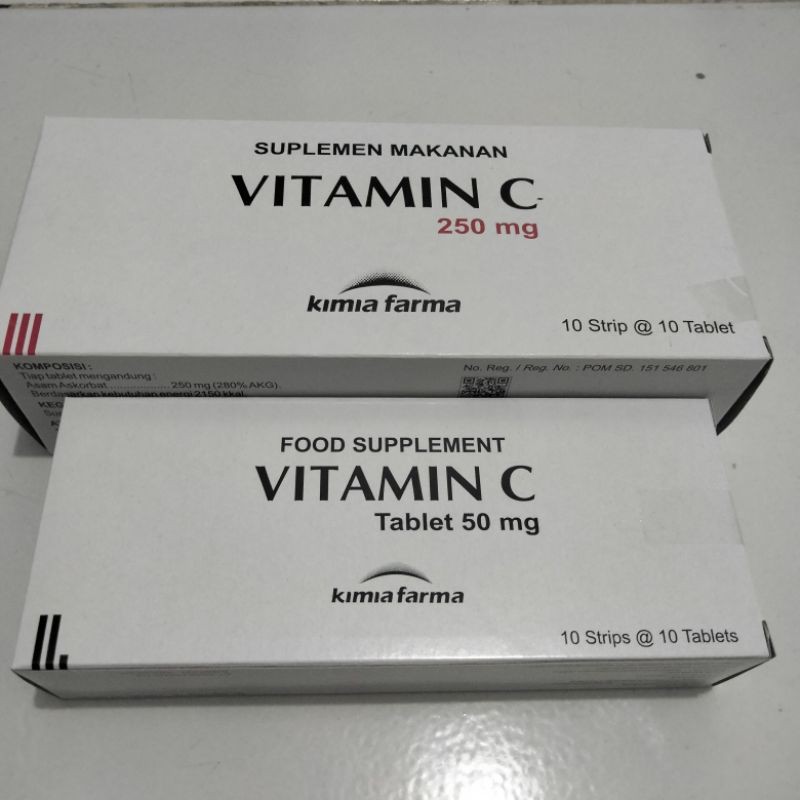 Vitamin C 50 mg dan 250 mg Kimia Farma Harga/ Bok(10 Lembar)#Suplamen Makanan#