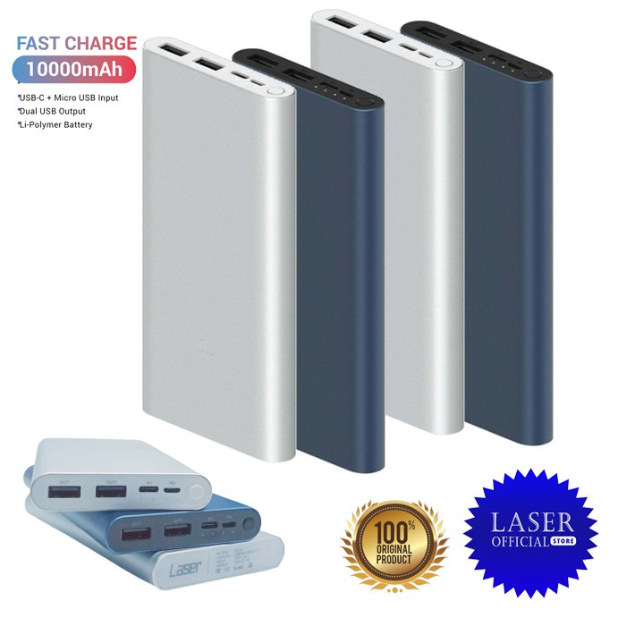 Powerbank Laser DL-16 10000 mAh Dual Input Type C &amp; Micro Dual Output Fast Charging