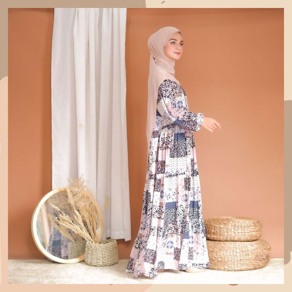 Homey Dress Motif AZILA Termurah - Gamis Dewasa - Bahan Katun Rayon Premium - Nyaman Dipakai I TERMU