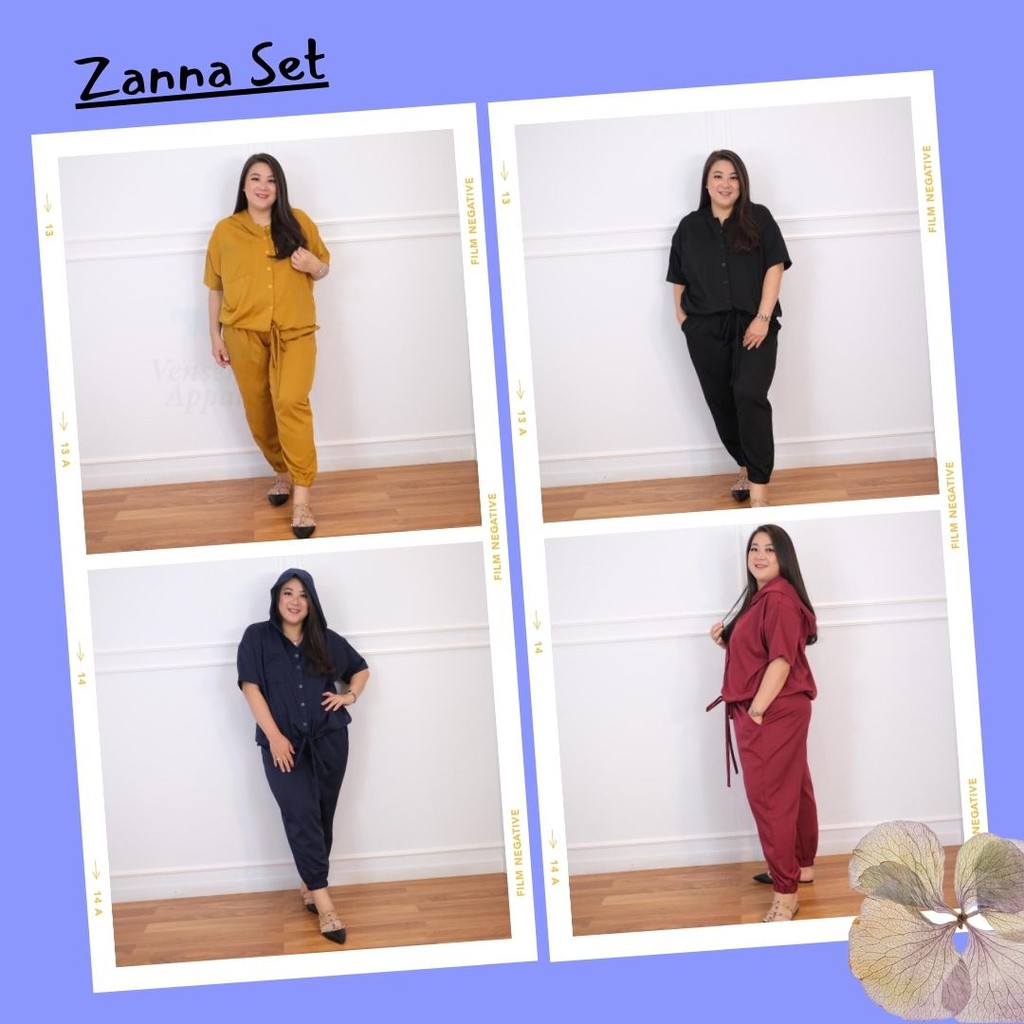 1631. Zanna || Setelan Wanita Big Size Celana Panjang Joger || One Set Jumbo