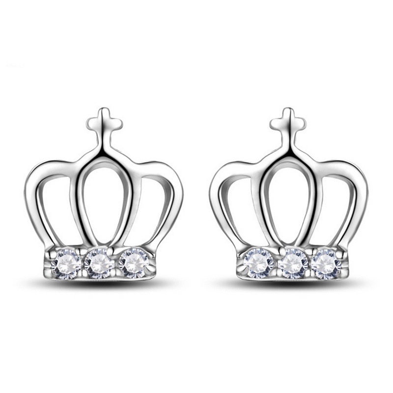 Anting Perak 925 Wanita Temperamen Mahkota Fashion Perhiasan/Subang Telinga anting perempuan