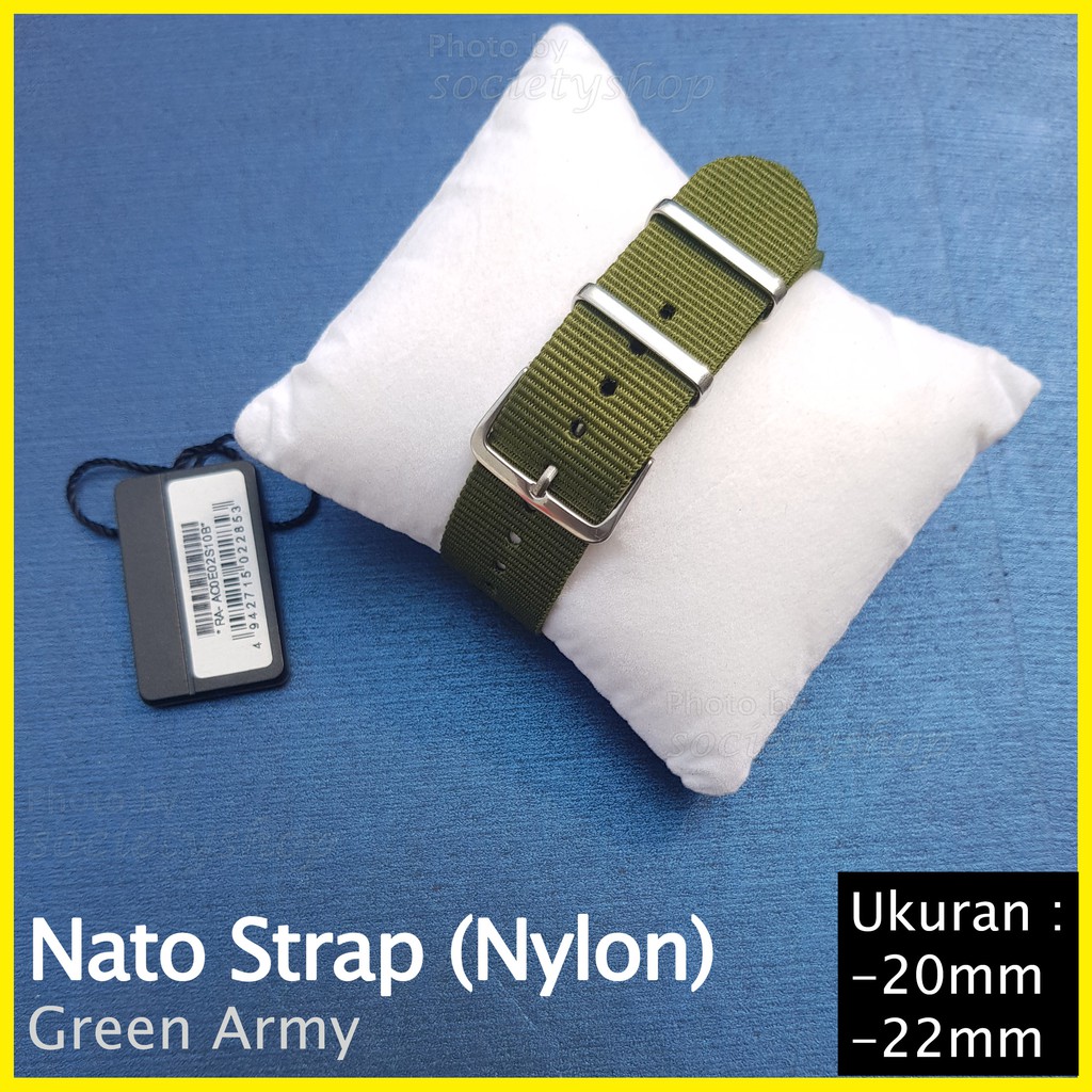 Nato Strap Zulu Tali Jam Nylon Canvas 20mm 22mm Hijau tentara Green Army Watch Seiko DW 22 Diver