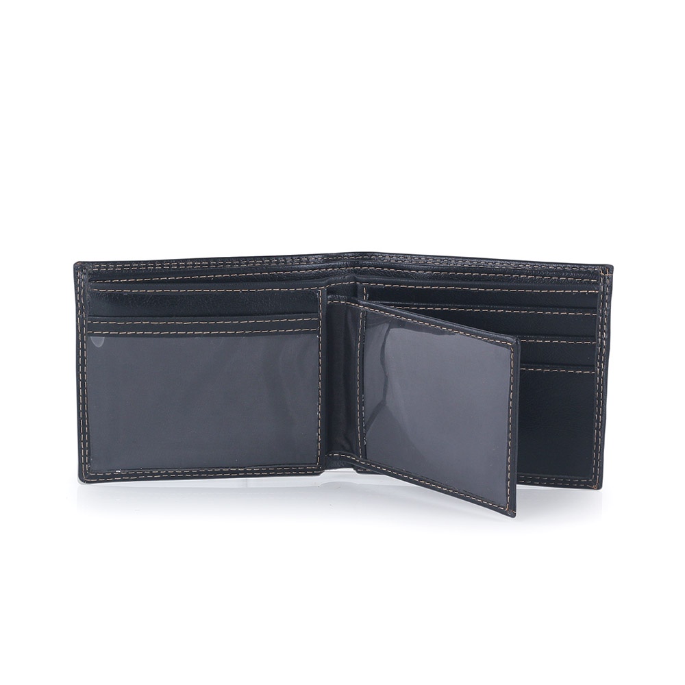 Dompet Pria Lipat Dua Bifold Slot Uang Kartu Kulit Sintetis Simple Keren