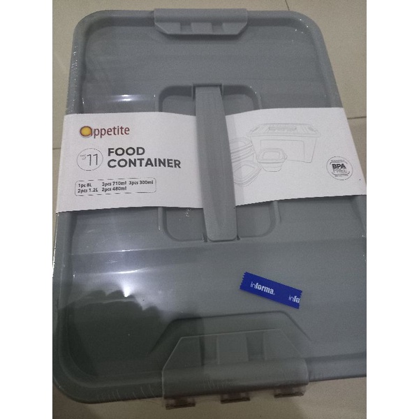 Oppetite Informa Food Container Set 11 Pcs Include Big Container/Tempat Penyimpanan Makanan