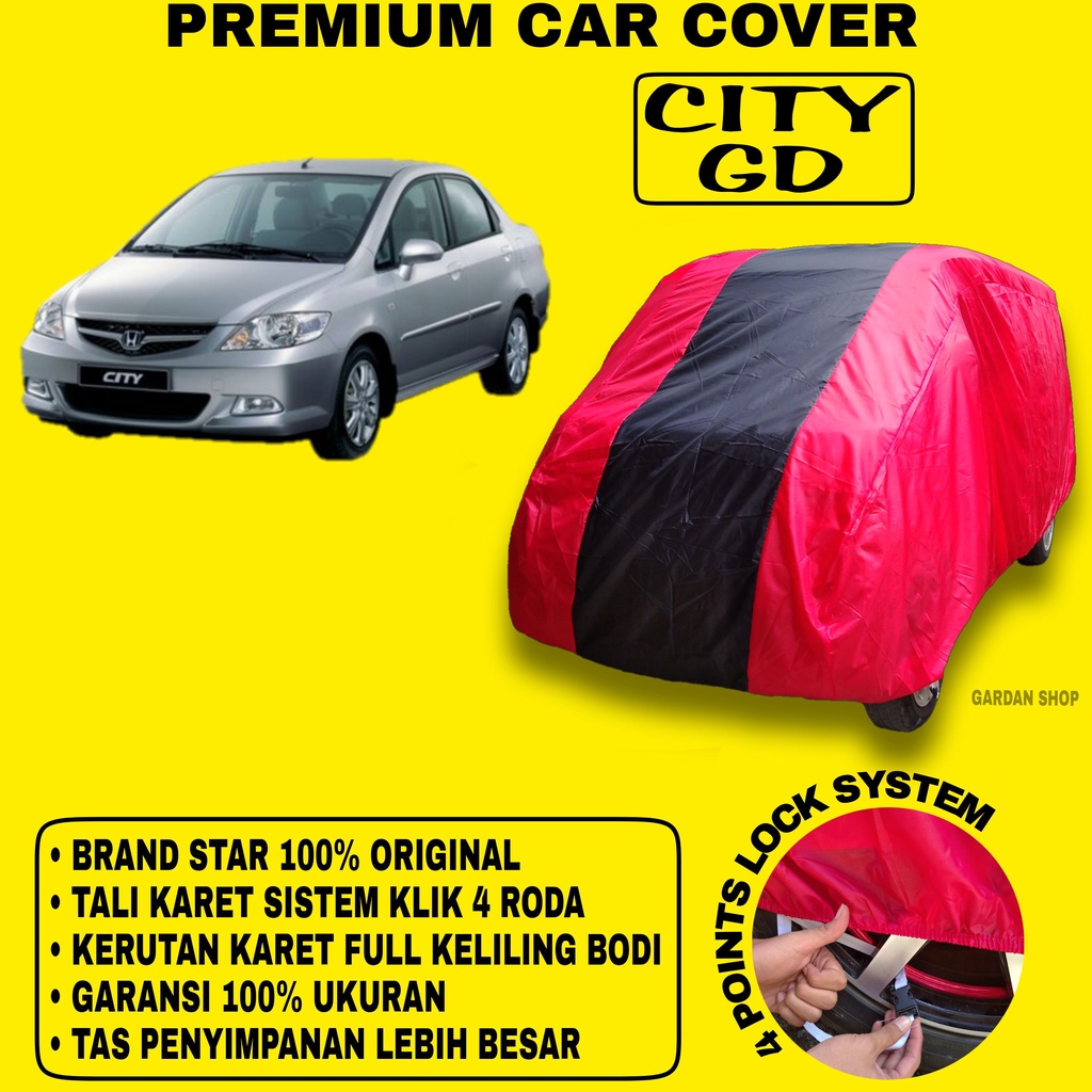 Body Cover CITY GD MERAH HITAM Penutup Bodi Mobil City Gd Waterproof PREMIUM