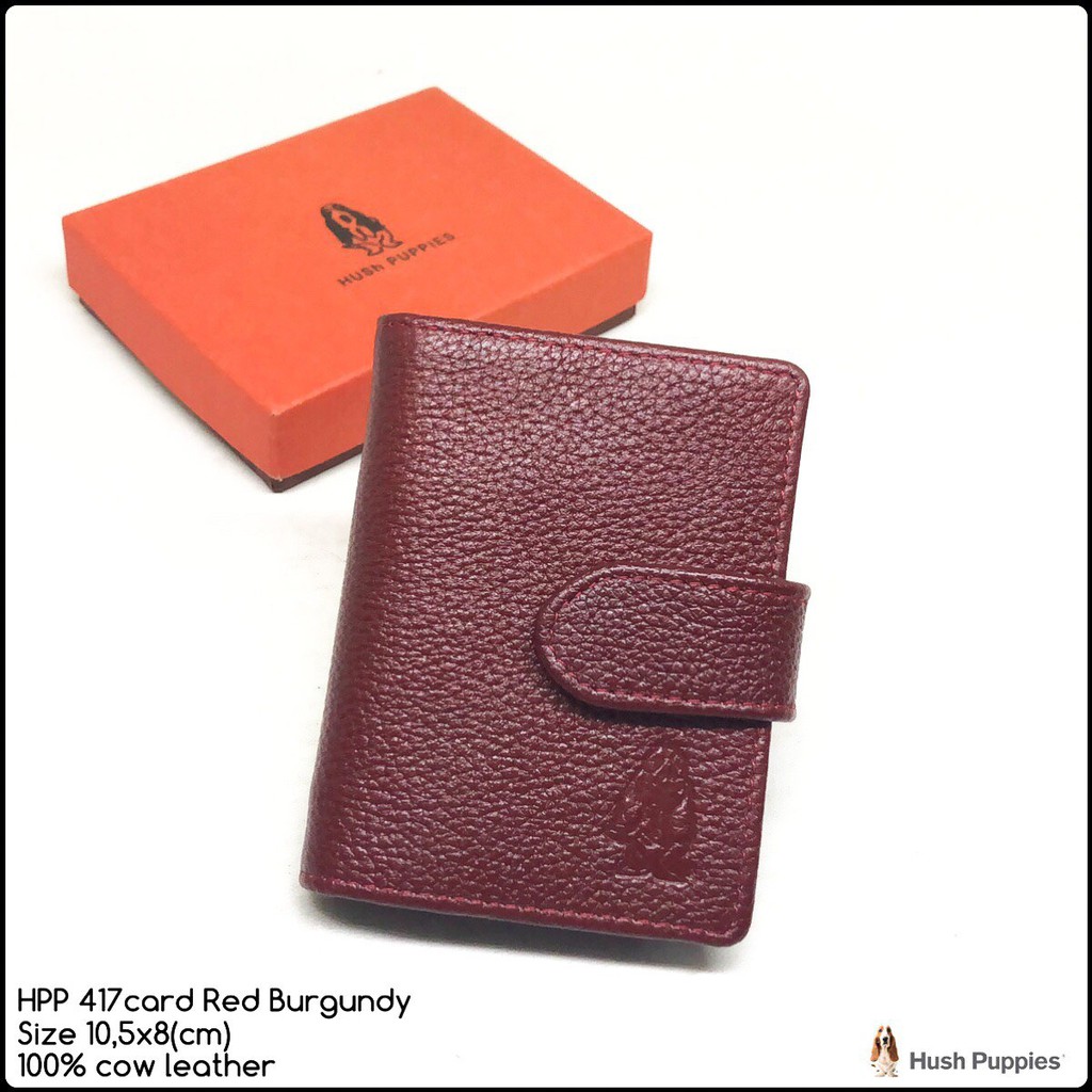 DOMPET KARTU KULIT CARD WALLET HUSH PUPPIES 417 RED BURGUNDY MAROON
