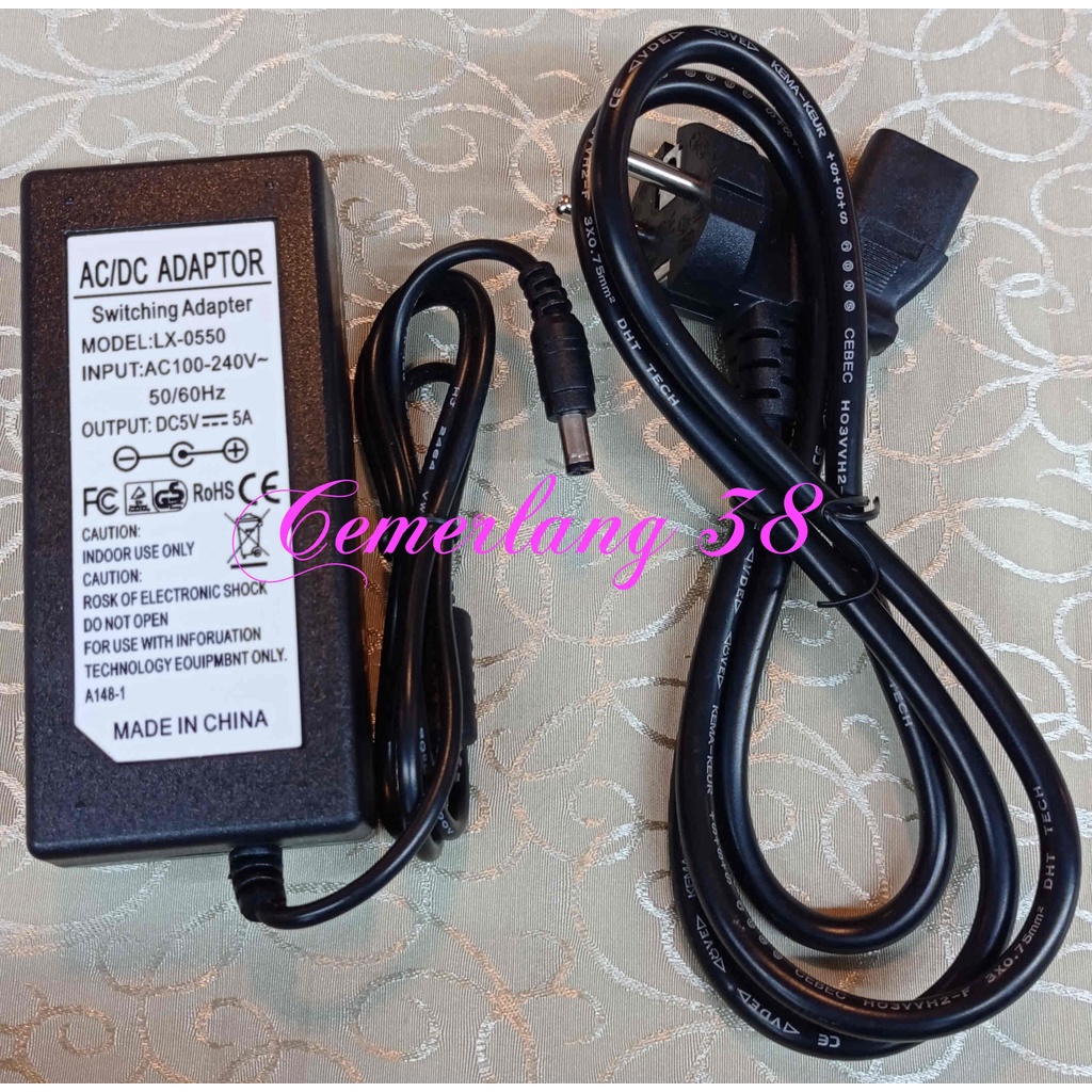 Adaptor 5V 5A + kabel power Switching Adapter 5 V 5 A PSU Power Supply