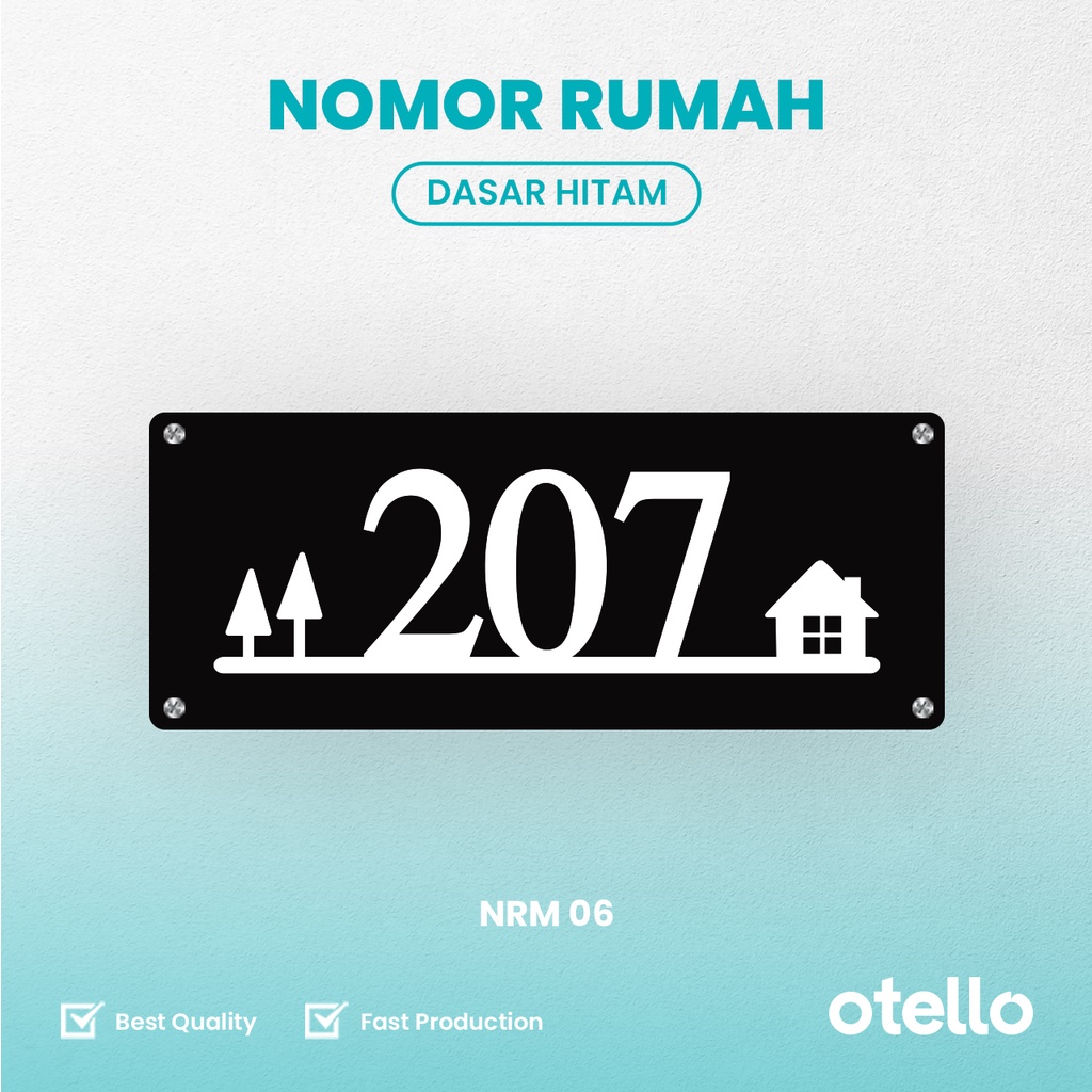 Nomor Rumah Acrylic Timbul Custom Papan Alamat Rumah Otello NRM 06 Hiasan Address Minimalist