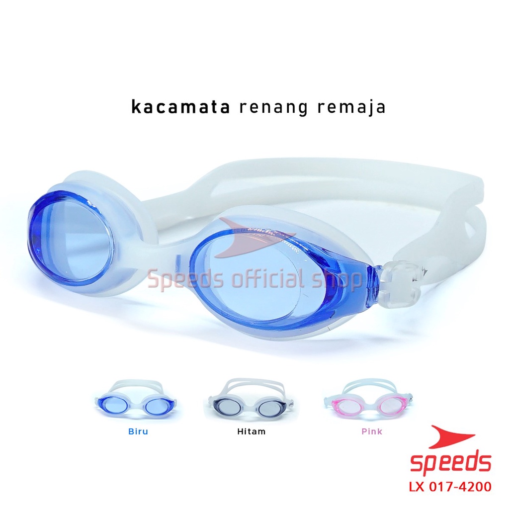 SPEEDS Kacamata Renang Swiming Remaja &amp; Dewasa Clear Bening Berwarna Anti Embun UV Googles 017-4200