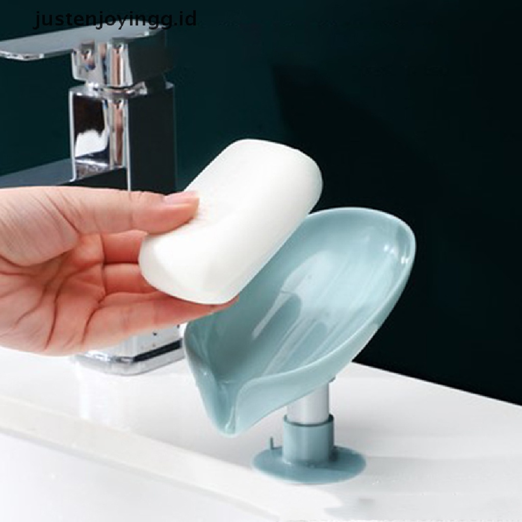 // justenjoyingg.id // Leaf Shape Soap Box Drain Soap Holder  Bathroom Soap Holder sponge Storage Plate ~