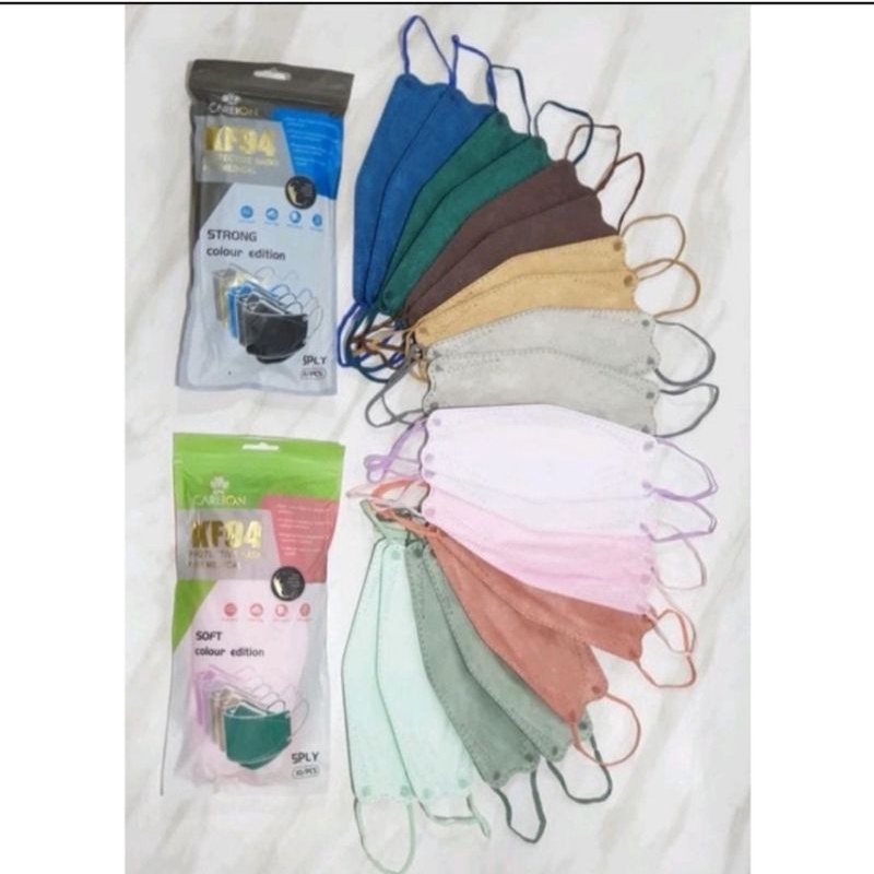 Masker CAREION KF94 5ply 10pcs Mix warna facemask protective mask strong soft edition emboss kemenke