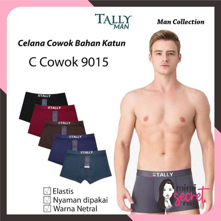 ❤ MIMI ❤  TALLY Celana Boxer Pria/Cowo Katun Bambu Fit to M - XXL Adem dan Nyaman CD 9015