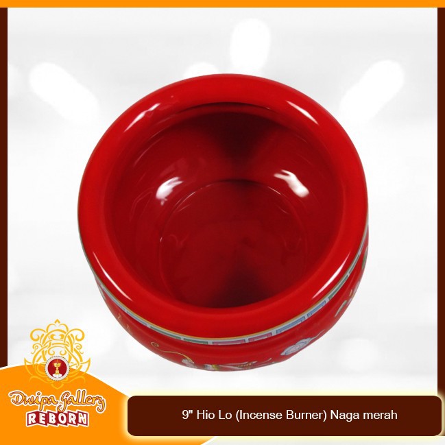 Tempat dupa Keramik 9&quot; Hio Lo (Incense Burner) Naga merah