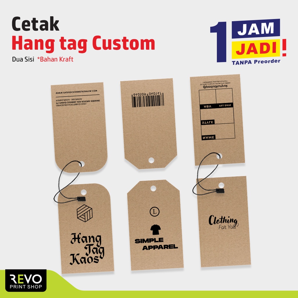 

Cetak Hang Tag Kraft Custom BW-8x4cm 2 sisi/Hang Tag Custom/Hang Tag Baju/Price Tag/Tag Idul Fitri