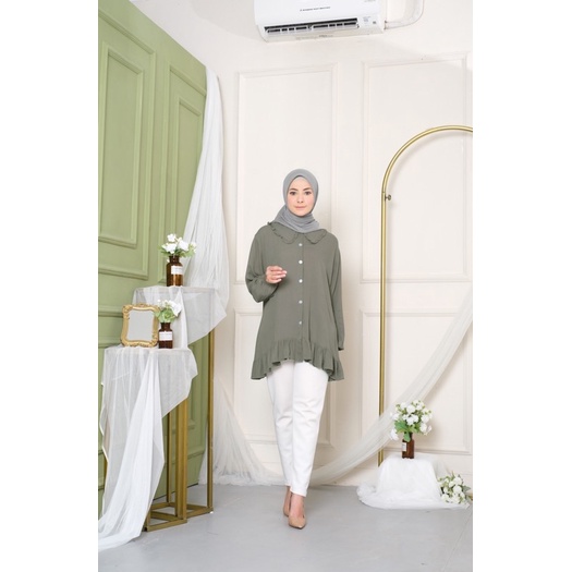 Yora blouse wanita busui korean kekinian-Yora olive