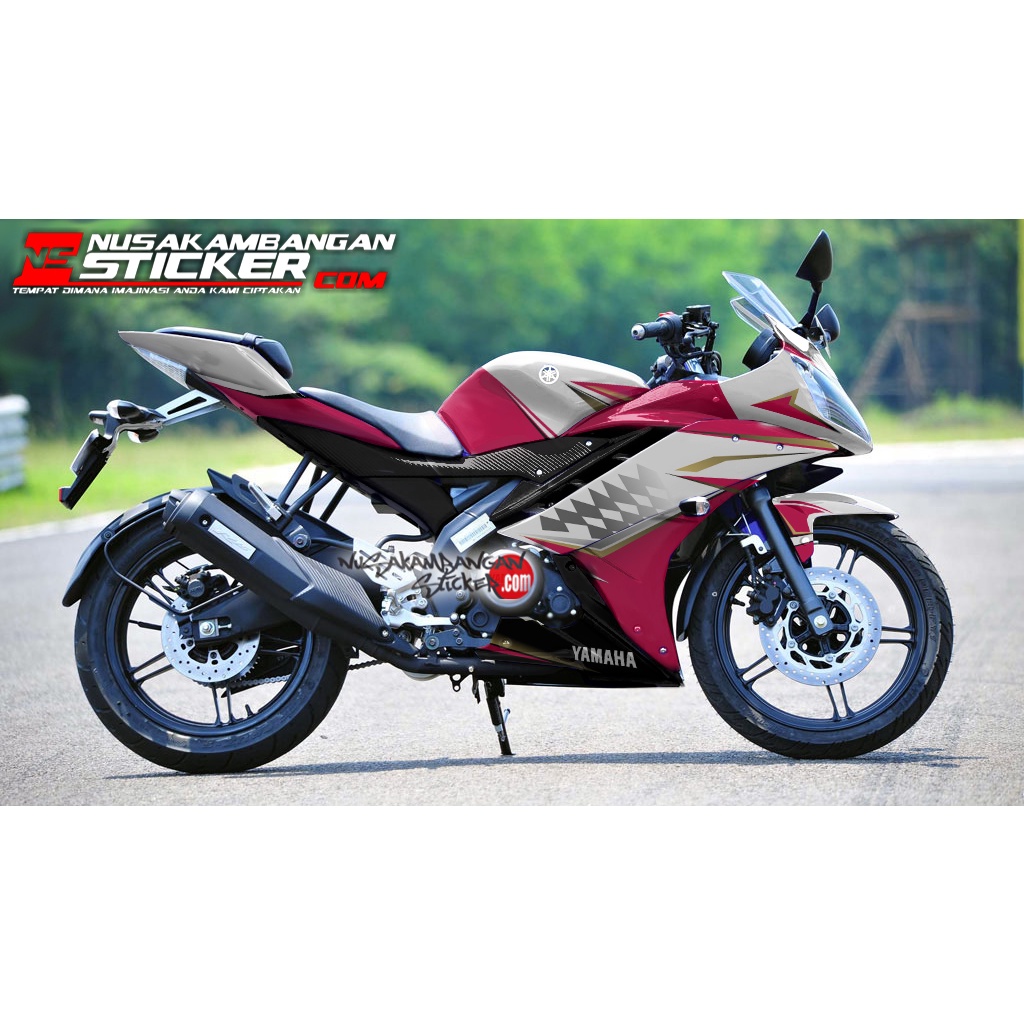 Decal Stiker Motor Yamaha R15 V2 Full Body Putih Pink Grafis Racing Team Sticker Variasi Custom Baha