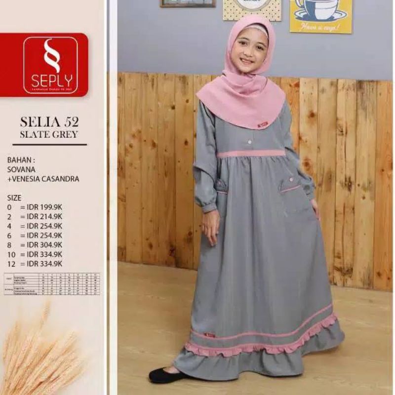 Gamis Anak Selia 52 Slate Grey By Eksis 72
